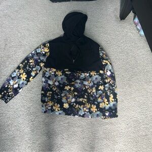 RSQ Black and Floral Unisex Hoodie